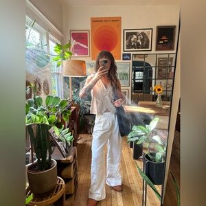 Women's White Linen Pants